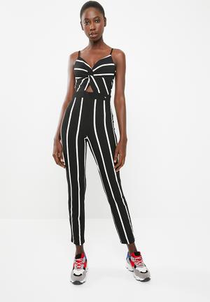 Stripe jumpsuit - black & white