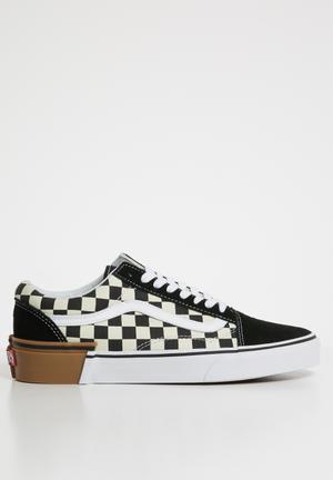 Old skool checkerboard sneakers - black & white