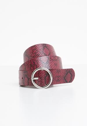 Snake texture belt - red