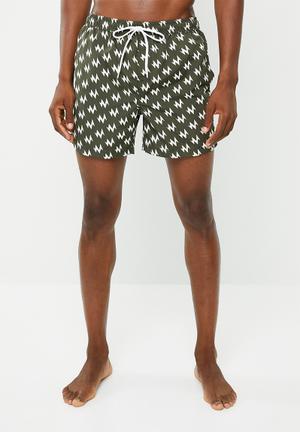 Presley swim shorts - khaki & white 