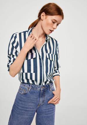 Striped soft shirt - navy & white