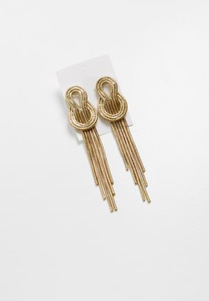 Multi strand knotted earrings - gold