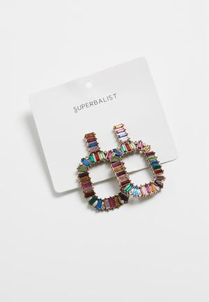 Rectangle embellished earrings - multi