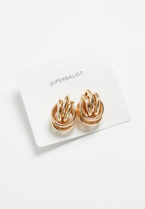 Knotted stud earrings - gold