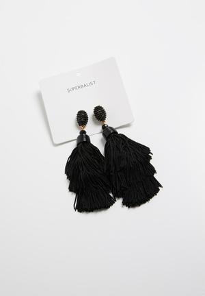 Maya tassel earrings - black