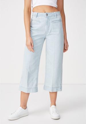 High rise wide leg cropped jeans - blue