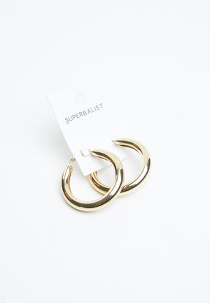 Tube hoop earrings - gold