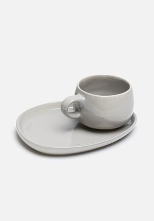 Mug platter set - grey
