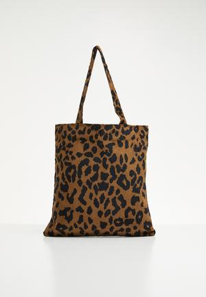 Leopard print shopper bag - brown & black