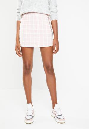 Gingham mini skirt - pink & white