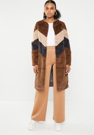 Longline colourblock coat - multi