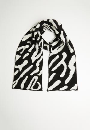 Zebra print scarf - white & black