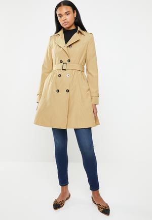 Fit and flare trench coat - tan 