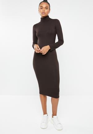 Poloneck bodycon - brown