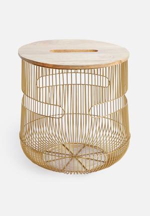 Rae storage table - gold/wood