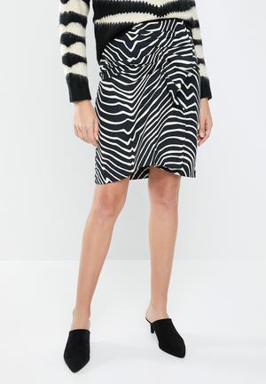 Zebra ruffle skirt - black