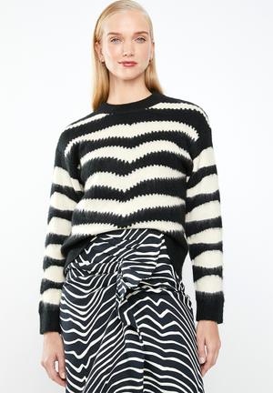 Zebra textured knit - black