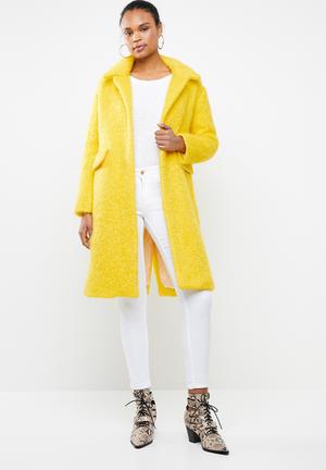 Unstructured wool blend coat - yellow