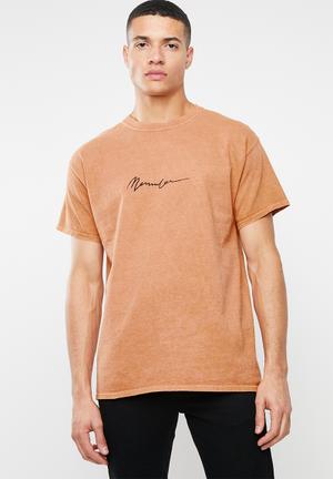Embroidered signature tee - orange