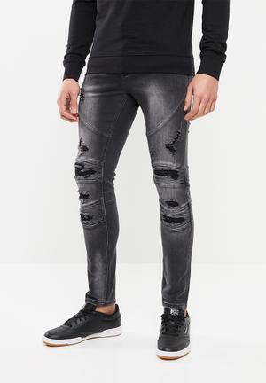 Trench motorcross jeans - black
