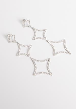 Star diamante earrings-silver