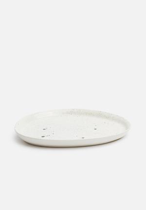 Oval splash trinket tray - white & black