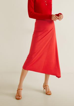 Asymmetric midi skirt - red