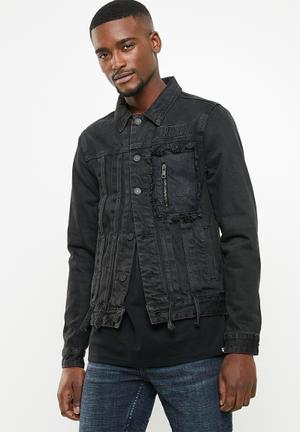 Utility denim jacket - black