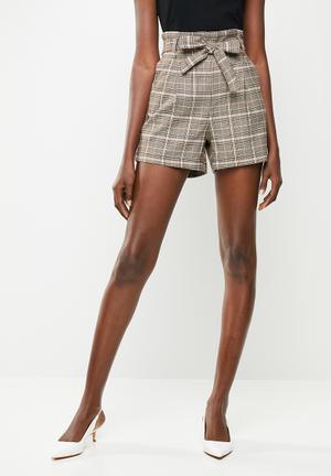 Sandra check paperwaist shorts - multi 