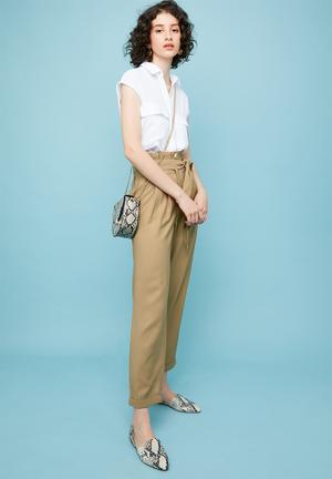 Premium paperbag trouser - neutral