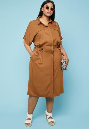 Utility shirt dress - rust 