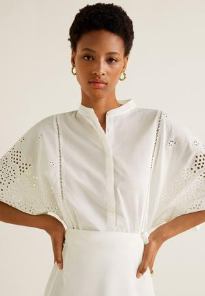 Embroidered cotton blouse - white