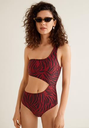 Zebra print swimsuit - red & black 