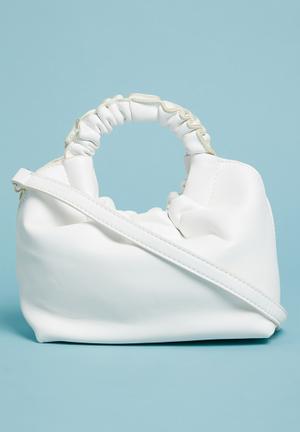 Clayton rouched handle bag - white