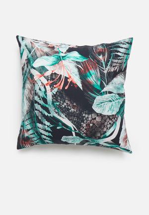 Hibiscus cushion cover - turquoise