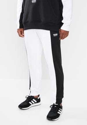 black and white adidas joggers mens