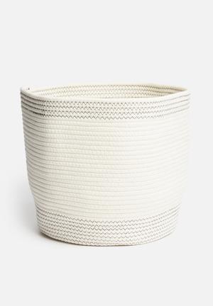 Round cotton rope basket - white & grey