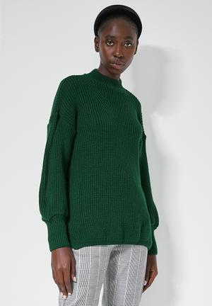 Balloon sleeve pull over - green