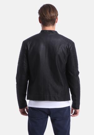 Tano Biker Jacket - Black Slim Fitting Jack & Jones Jackets ...