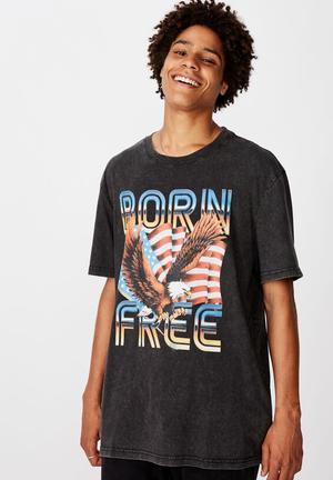 Born free regular graphic T-shirt - washed black