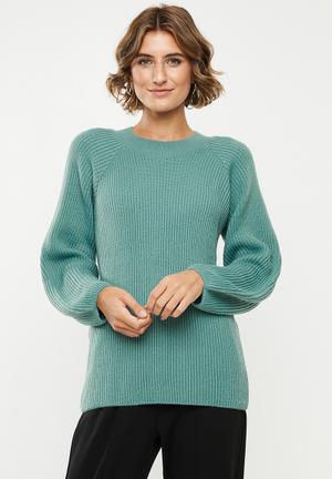 Raglan rib jumper - green