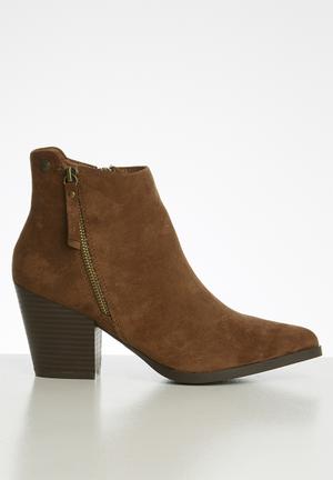 Alicia double zip ankle boot - tan