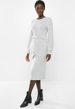 Cut & sew tie dress - grey 