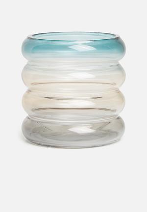 Rings glass vase/candle canister small - multi