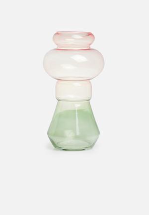 Morgana glass vase medium - pink & green