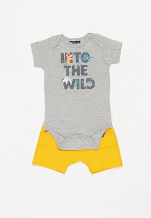 baby pleated strappy bodysuit and shorts set