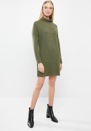 cos cowl neck long sleeve dress