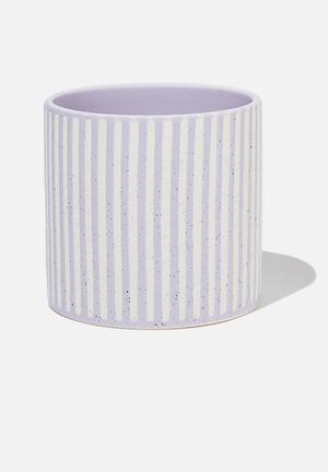 Midi shaped planter-lilac & ecru stripe