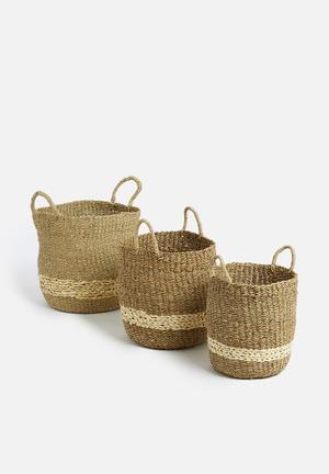 Palmleaf basket set of 3 - natural