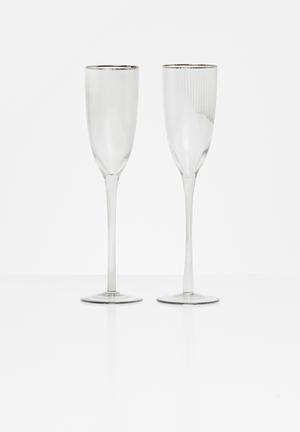 Smokey champagne glass set of 2 - clear